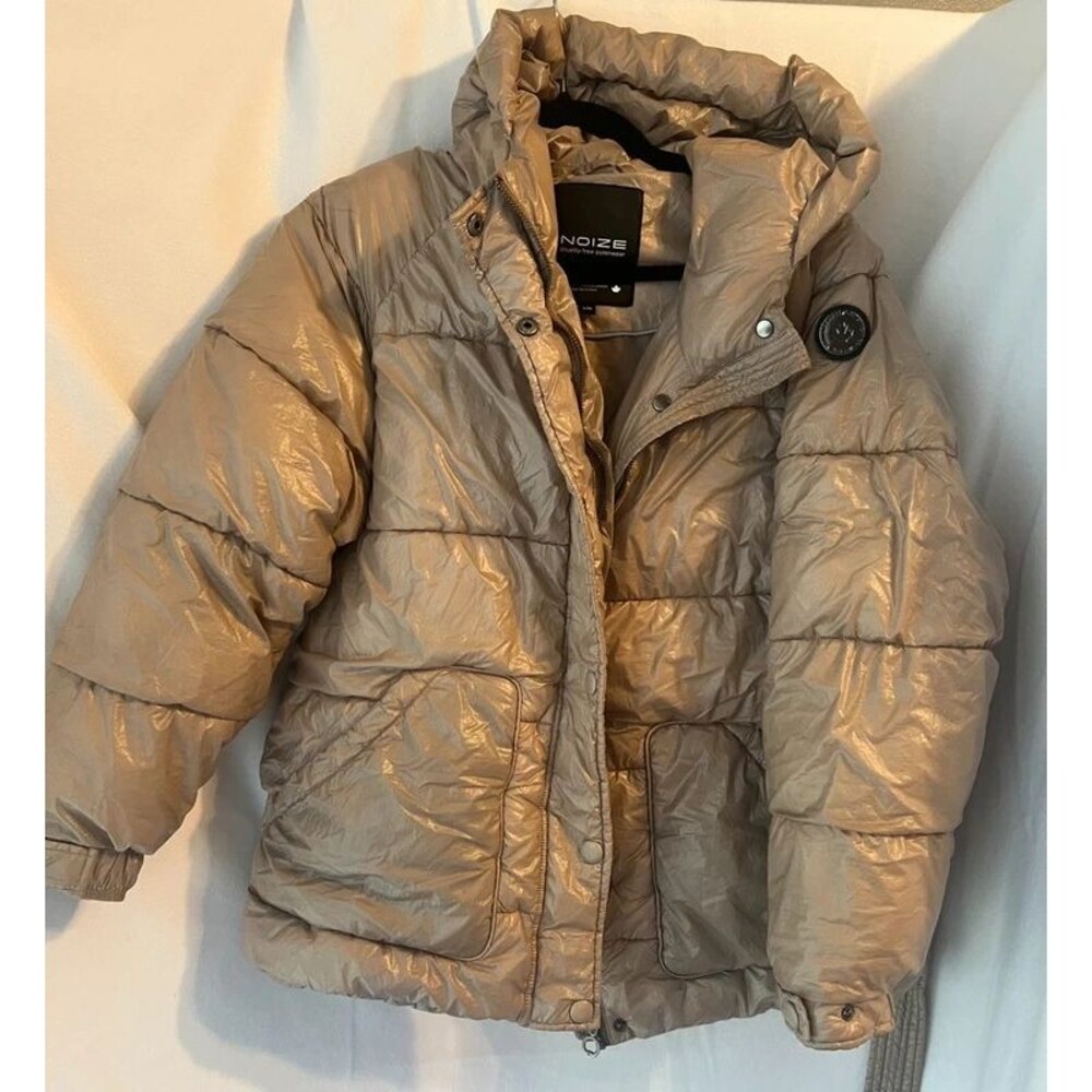 Noize Metallic Gold Cruelty-Free Puffer Jacket – Belted, Size L